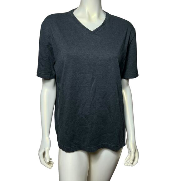 MURANO Liquid Luxury Men's V-Neck T-Shirt 100% Cotton Charcoal Gray Size L - Picture 1 of 7